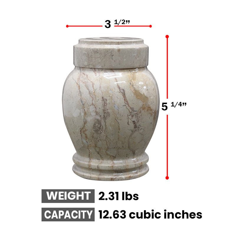 Marble Keepsake Cremation Urn For Ashes, Golden Wheat