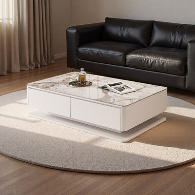 Table basse moderne avec plateau en pierre frittée