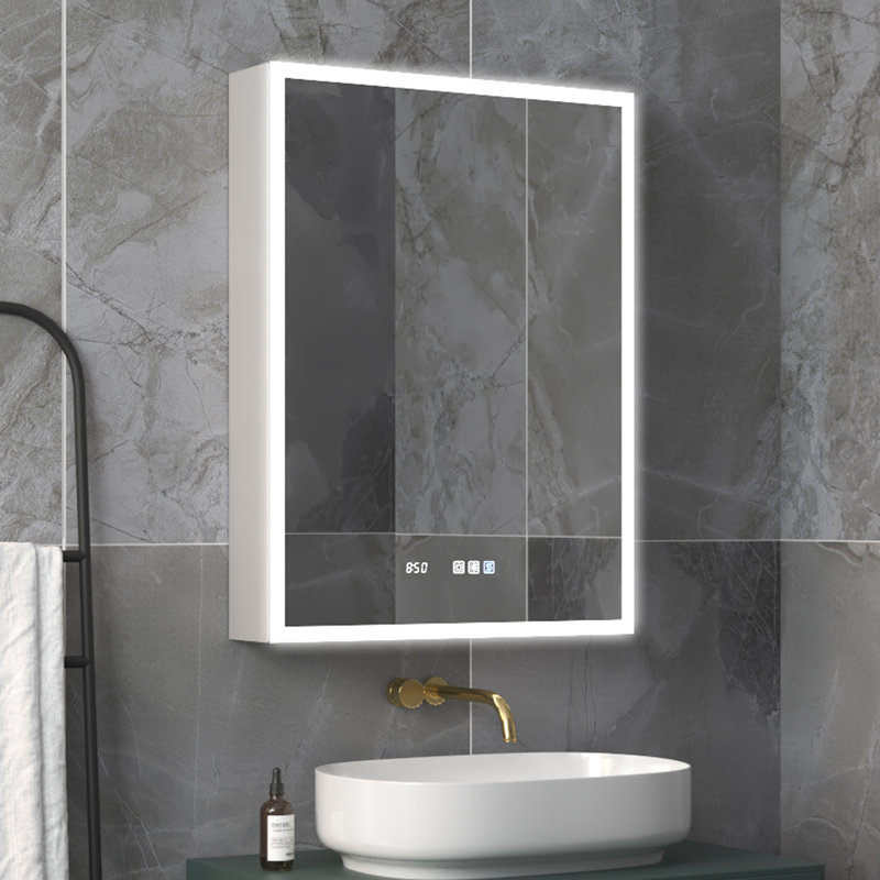 Halm 24'' W 32'' H Frameless Medicine Cabinet with Mirror and 3 Adjustable Shelves, Right