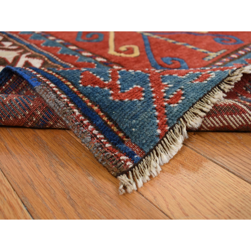 Tapis oriental rectangulaire rouge en laine noué à la main 6 pi 10 po x 9 pi 3 po - MOA10278056