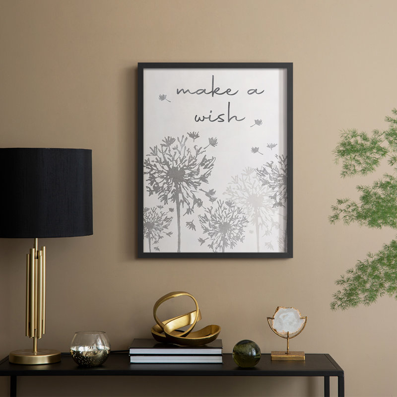 «Make A Wish», reproduction encadrée - bois massif, Noir, noir, noir, noir, H 15 po x l 12 po