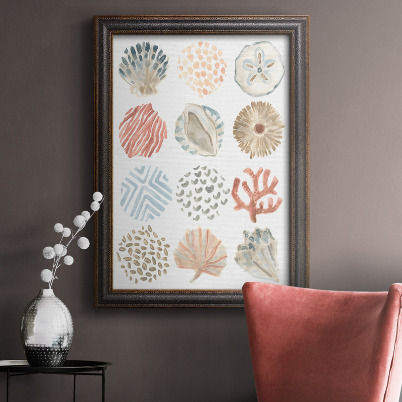 Motif océanique I, toile encadrée de qualité supérieure - prête à être accrochée, H 20 po x l 16 po x P 2,5 po