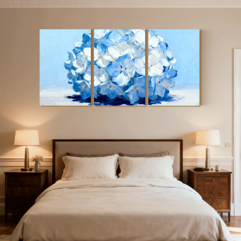 Hydrangea, ensemble de 3 reproductions d'art sur toile, H 18 po x l 36 po