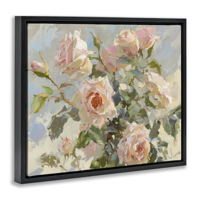 Cadre flottant avec belles roses roses, design Creative Studio