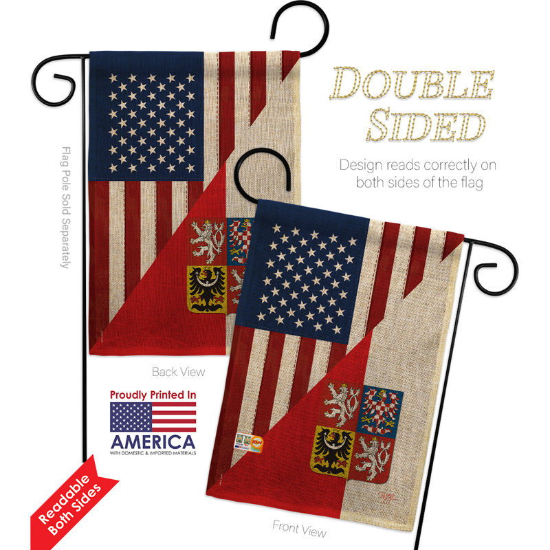 « american tchèque amitié the world impressions », en toile jute à 2 côtés 19 po x 13 po ensemble de drapeau