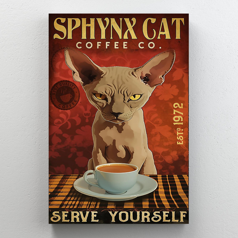 " Sphynx Cat Coffee Co ", 20" H x 16" W x 1.25" D