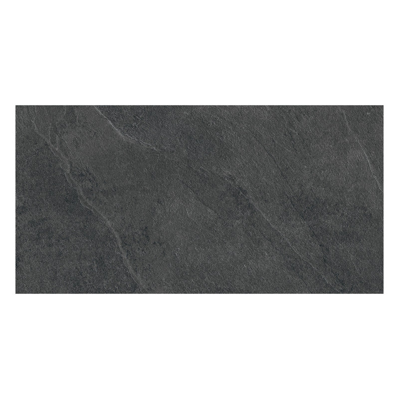 Spanish Nordvik 12"x 24" Slate Look Matte Porcelain Floor and Wall Tile (5 PCS, 10.76 Sq. Ft./Case), Black