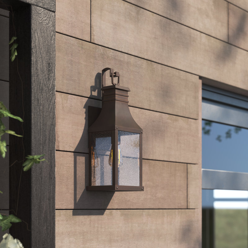 Beacon Hill 18" H Seeded Glass Outdoor Wall Lantern, Blackened Copper