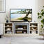 Meuble télé en imitation pierre empilée, blanc, avec rangement pour téléviseurs de 75 pouces, console ambiophonique, espace et
