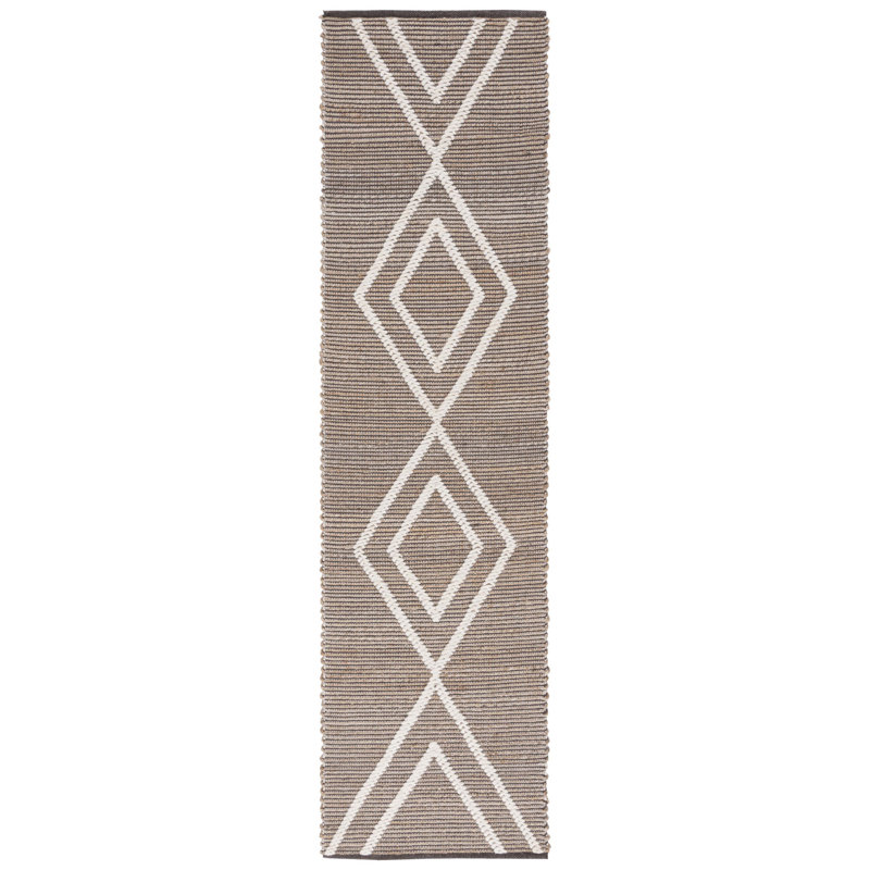 Tapis en jute de laine et coton Ahaan, Tapis de couloir 2 pi 3 po x 9 pi