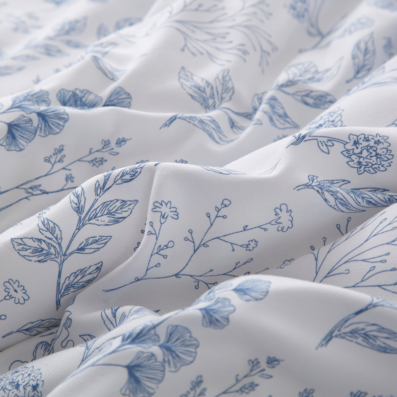 Microfiber Floral Print Comforter Set, Queen Comforter + 2 Shams