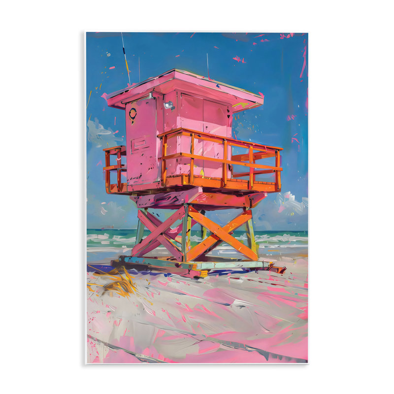Plaque murale abstraite rose, "Lifeguard Station", design par LSR Design Studio, H 15 po x l 10 po