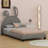Upholstered Platform Bed With Rabbit Ornament-568589943