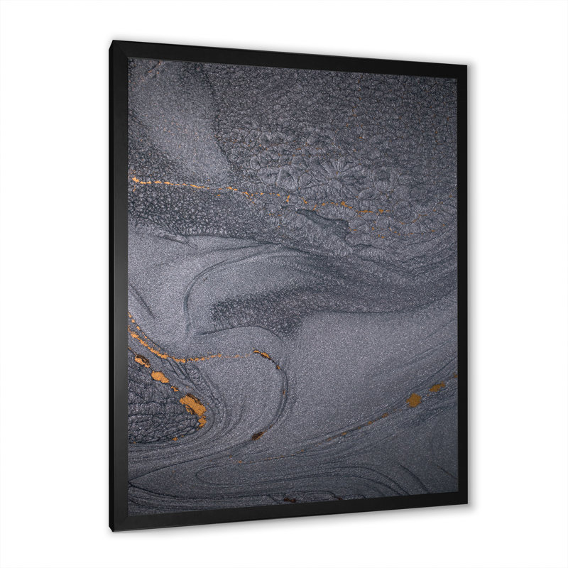 «Dramatic Grey», impression sur toile monochrome fluide moderne, Cadre noir, H 20 po x l 12 po x P 1 po