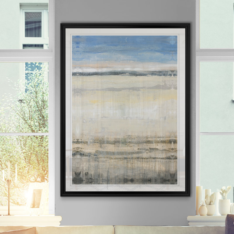 " E Transitional Space II ", 26.5" H x 36.5" W x 1.5" D, Black Framed