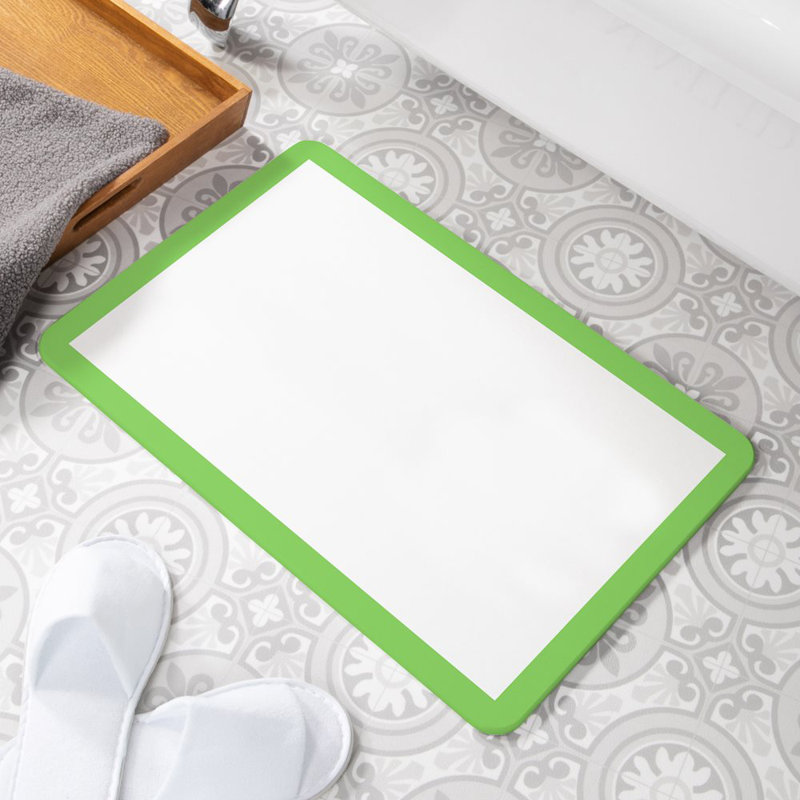 Non-Slip Bath Mat, Green/White