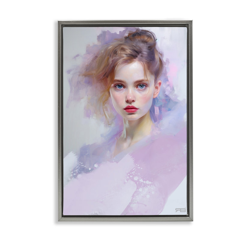 «Soft Portrait of Woman», toile flottante encadrée par Roozbeh Bahramali, Cadre flottant gris lustré, H 25 po x l 17 po