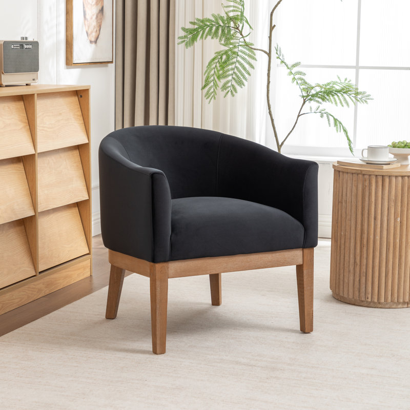 Fauteuil avec pieds en bois massif, Black