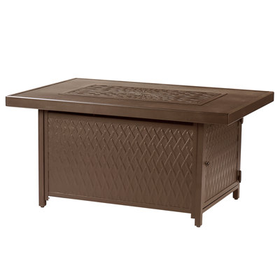 Rectangulaire 48 po X 36 po Table foyer au propane en aluminium, perles de verre, deux couvercles, couvercle, 55 000 BTU au fini brun
