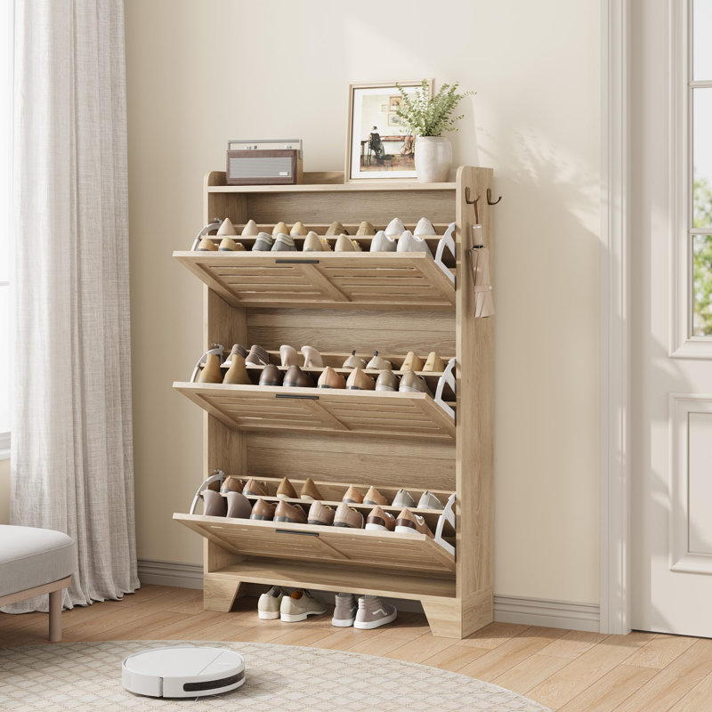 Armoire de rangement pour chaussures GarveeHome, Bois naturel