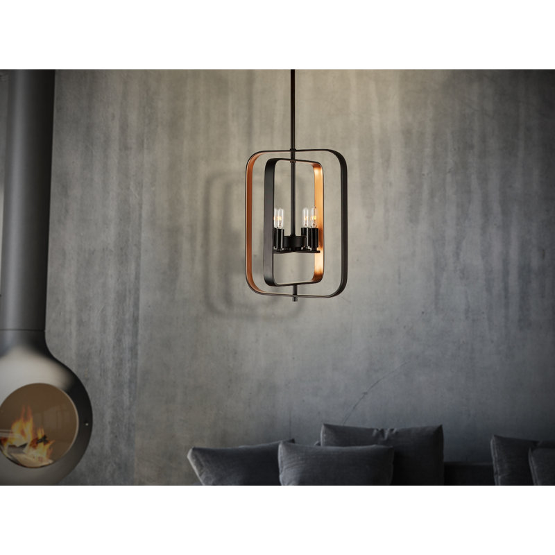 Luminaire suspendu géométrique 4 lumières lanternes Olivia