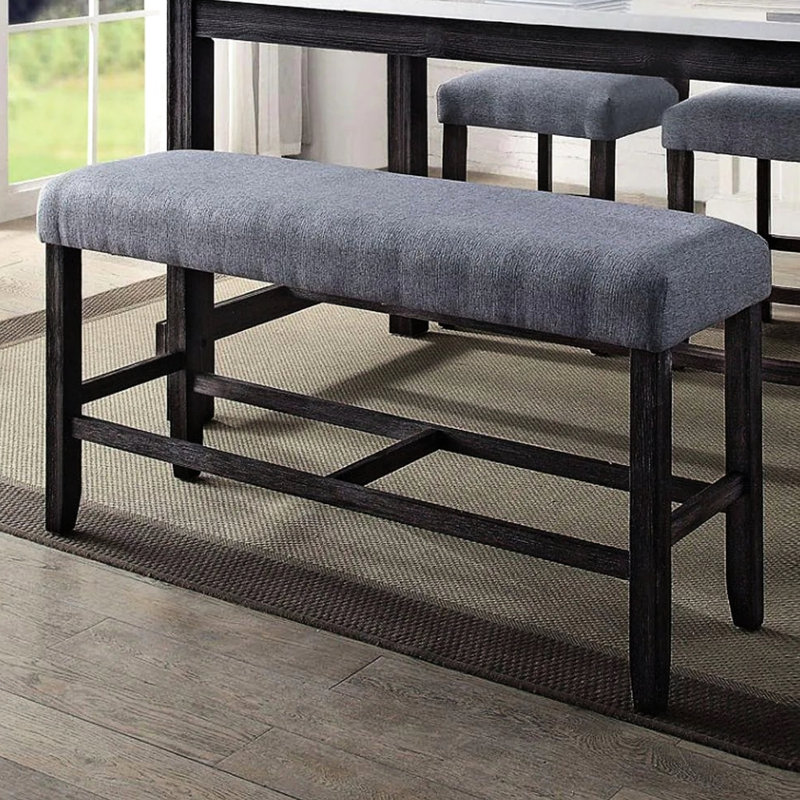 Banc à hauteur de comptoir de teinte, structure en bois, tablier et repose-pieds rembourrés, bois de finition profonde de 14 pouces pour la salle à manger de cuisine, siège, largeur 48 po