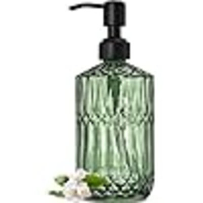 18Oz Green Soap Dispenser With Rust Proof Pump, Refillable Kitchen Soap Dispenser With Thick Glass, Soap Dispenser Bathroom For Hand Soap, Dish Soap, Lotion, Body Wash.