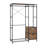 Acacia Wood Garment Racks With Shelves 2 Wicker Drawers And 4 Hooks Heavy Duty Closet Organizer For Hanging Clothes, Freestanding Closet Wardrobe Rack, Vintage Brown-1688618844