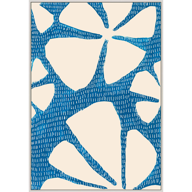 Ceramic Blue 5 by Andrea Stokes - Framed Wall Art, White Picture Framed Canvas, 20" H x 14" W