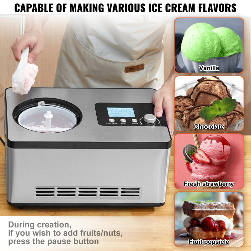 Automatic Ice Cream Maker with Built-in Compressor