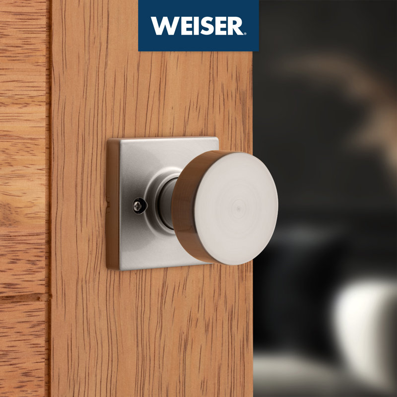 Faux bouton de porte simple avec rosette rectangulaire Cambie, Nickel satiné