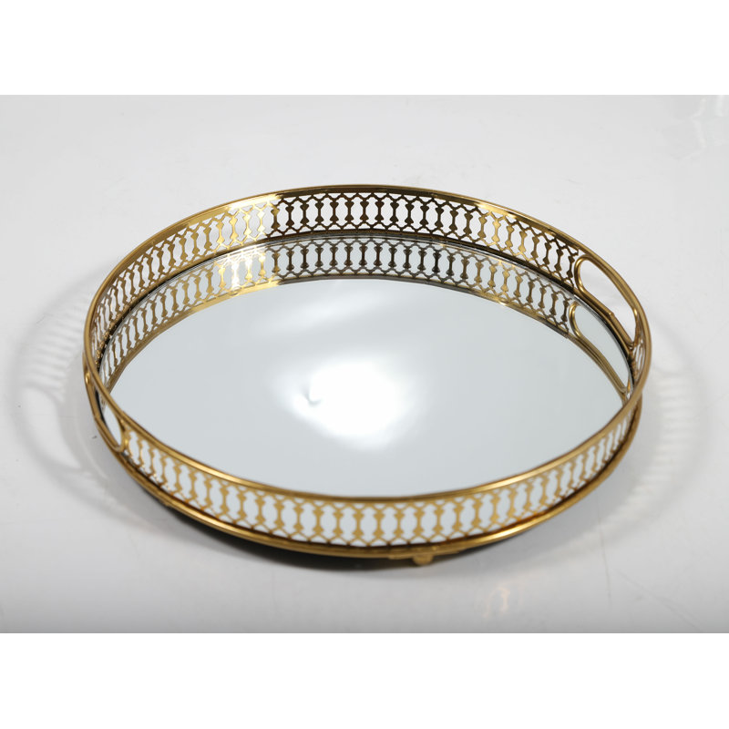 Vintage Metal Round Mirror Surface Tray