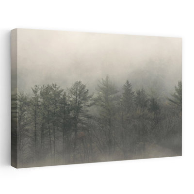 Misty Morning Trees - Contemporary Fern Leaves Botanical Intricate Leaf Pattern Art