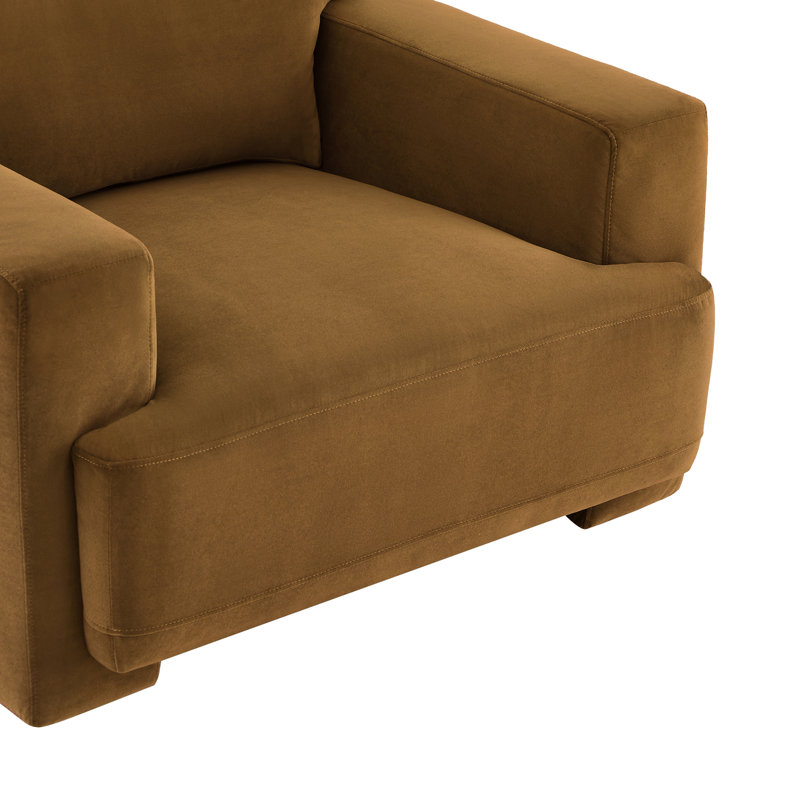 Fauteuil surdimensionné rembourré 42 po Ives, Velours performance ocre Soren