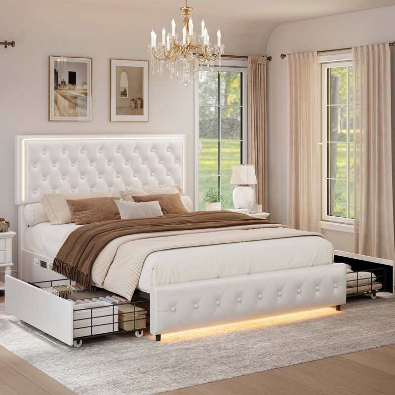 Bed, King(5'), White, PU