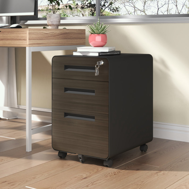 Metal Storage Cabinet with 3 drawers, Black