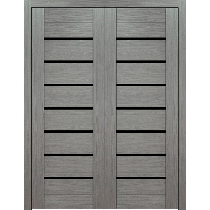 Domino 01 Wengé pré-suspendu moderne moderne à double porte intérieure réversible 48 po x 80 po, 48 po x 80 po, Réversible