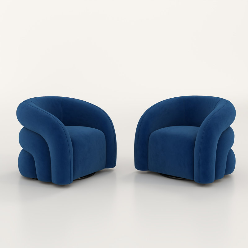 Fauteuil demi-tonneau pivotant de 34,6 po Briggette, Bleu marine