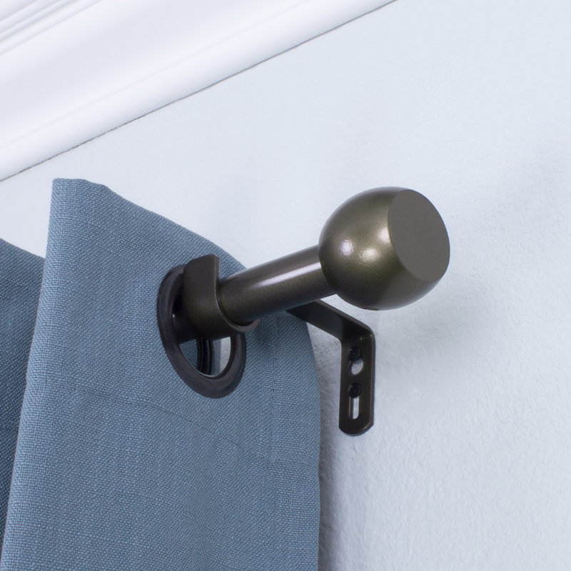 Vrinda Metal Adjustable Single Curtain Rod, 18” - 36”, Bronze