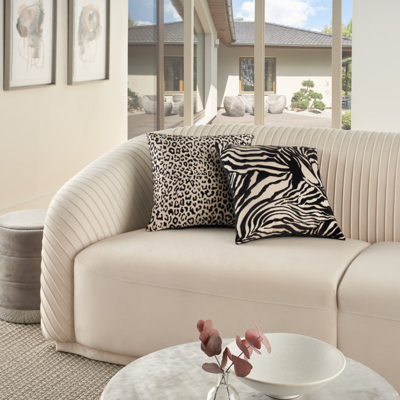 Sofia Jacquard Leopard Velvet 18" x 18" Black Throw Pillow