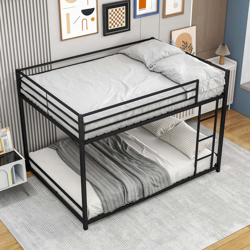 Metal Bunk Bed With Safety Guard Rails,  Heavy Duty Space-Saving Design