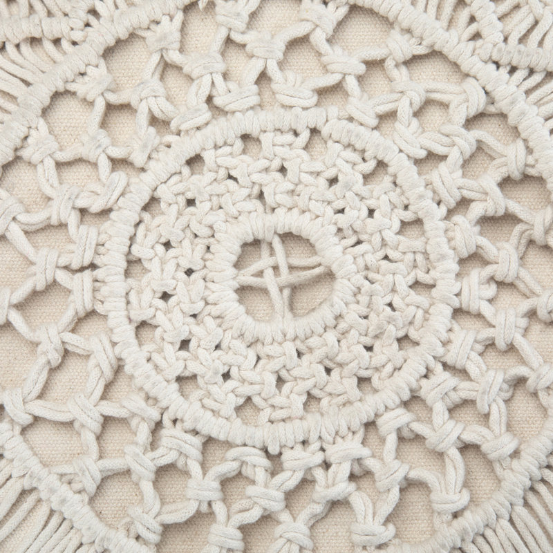 Pouf rond en coton naturel tissé à la main de 18 po de largeur Coates