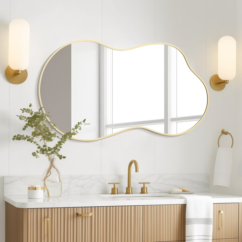 Miroir mural Irrégulier, Doré, 46 po x 26 po