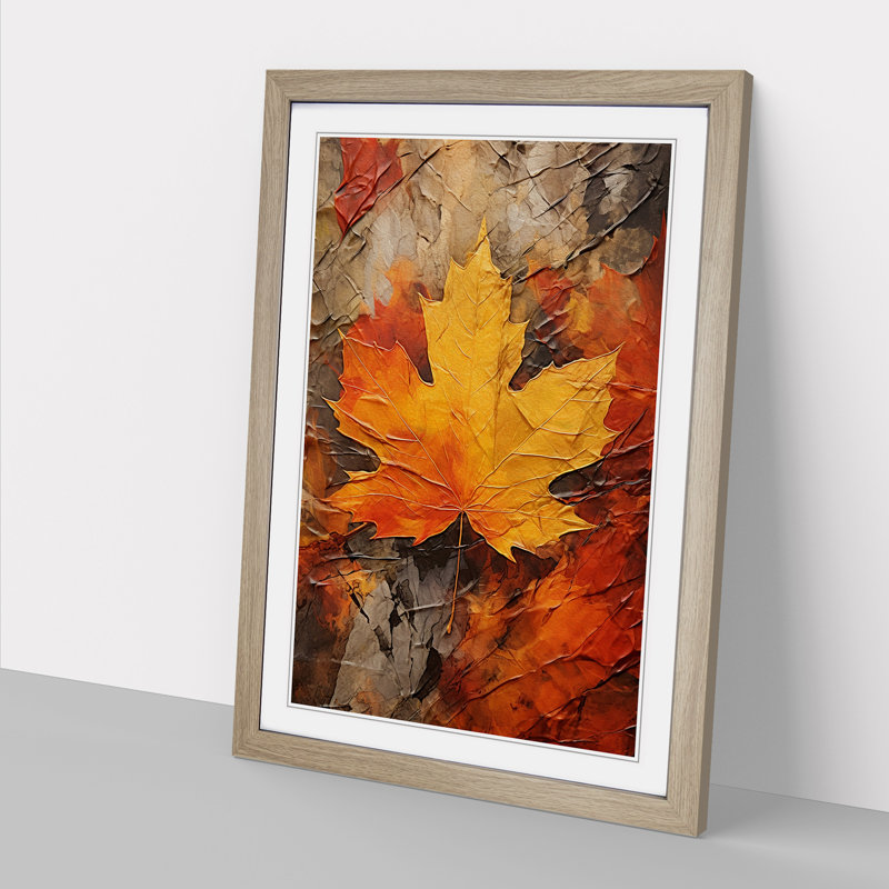 Leaf Expressionism No.3 - Single Picture Frame Print on Wood, Oak Framed, 64cm H x 46cm W x 2cm D