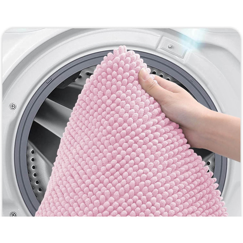 Chenille Non-Slip Bath Mat, Pink