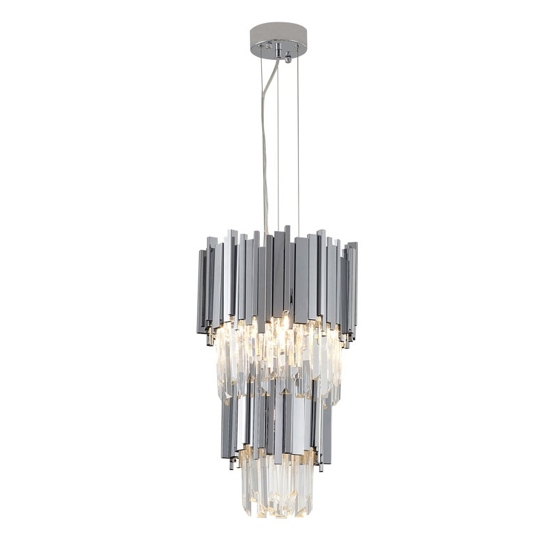 Luminaire suspendu moderne en cristal chromé 4 lumières