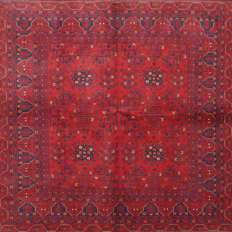Tapis oriental rouge / beige, Carré 3 pi