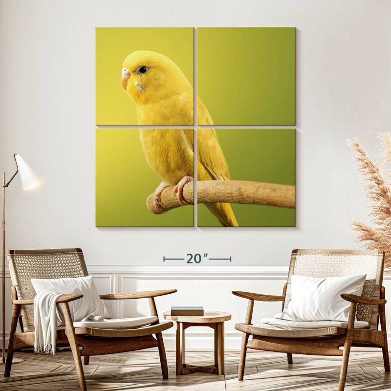 Brampt Perched Yellow Parakeet, 57" H x 57" W