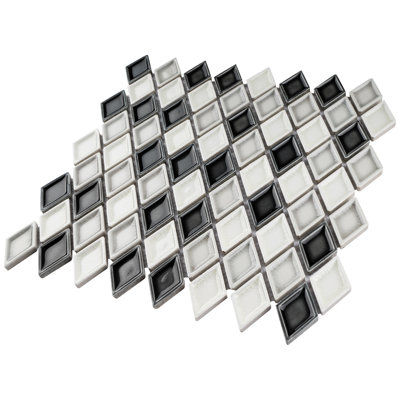Handmade 11.82 in. x 11.93 in. Geometric Glossy Porcelain Mosaic Wall and Floor Tile