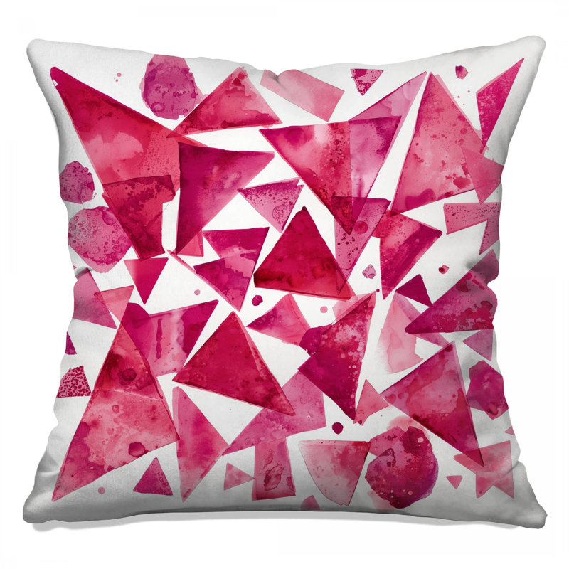 Coussins géométriques triangulaires roses, 18 po x 18 po